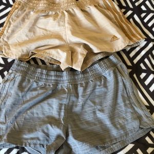 Adidas Women's Beige and Light Gray Athletic Shorts